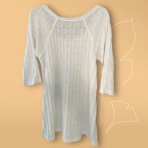 J Valdi Swimsuit Sheer Cover Up Top Tunic Shirt White 3/4 Sleeves Small